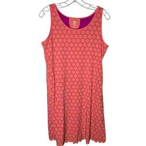 TITLE NINE Womens Med Illusion Tank Dress Nimblene Laser Cut Coral Pink EUC!